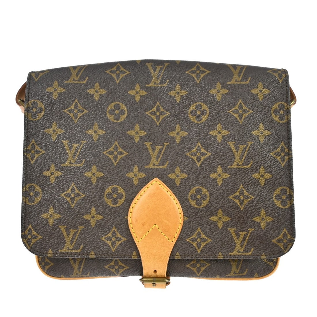 Louis Vuitton Cartouchiere GM Monogram Canvas Shoulder Bag: Louis Vuitton Cartouchiere GM Monogram Canvas Shoulder Bag This vintage Louis Vuitton Cartouchiere GM shoulder bag features the iconic Monogram canvas with leather trim and a brown crossbody strap. Th