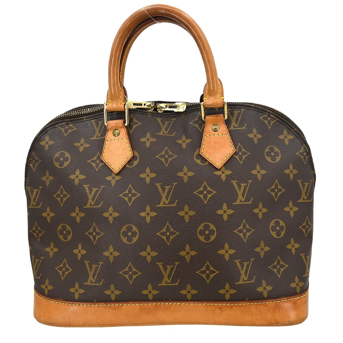 Louis Vuitton Alma Brown Canvas Tote Bag: Louis Vuitton Alma Brown Canvas Tote Bag This Louis Vuitton Alma Handbag features the iconic monogram canvas in a classic brown color. Designed for women, it offers a structured silhouette with double