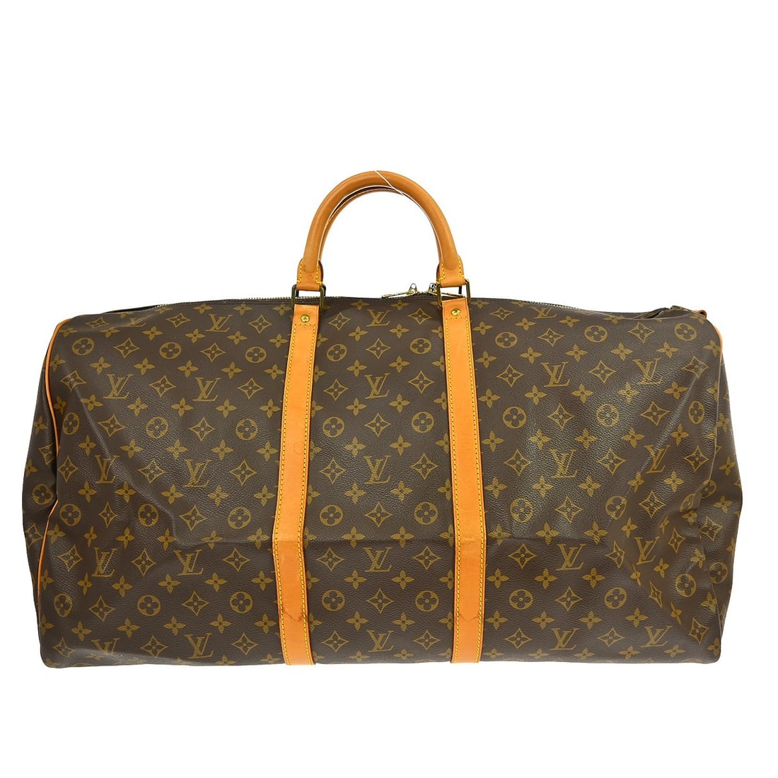Louis Vuitton Monogram Keepall Bandouliere 60 Travel Duffle Bag: Louis Vuitton Monogram Keepall Bandouliere 60 Travel Duffle Bag This Louis Vuitton Keepall Bandouliere 60 is a vintage extra-large duffle handbag crafted from the brand's signature monogram canvas lea