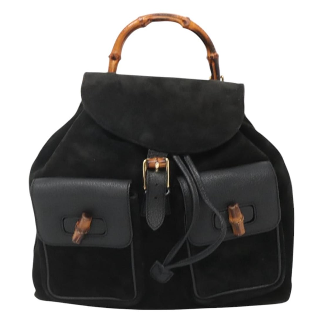 Black Suede Leather Bamboo Backpack by Gucci Vintage Collection (1 of 18)