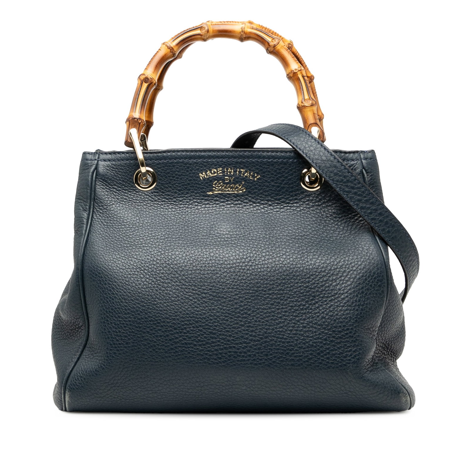 Gucci Small Calfskin Bamboo Shopper Satchel Blue Leather Bag: Gucci Small Calfskin Bamboo Shopper Satchel Blue Leather Bag Introducing the Gucci Small Calfskin Bamboo Shopper Satchel, a luxurious and stylish addition to your accessory collection. This exquisite 
