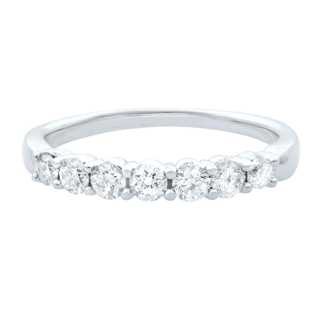 Rachel Koen 14K White Gold Diamond Band Ring 0.42ct Size 7.5: Rachel Koen 14K White Gold Diamond Band Ring 0.42ct Size 7.5 This stunning wedding band ring from Rachel Koen features seven sparkling round diamonds, each securely set in a four-prong setting on a 14
