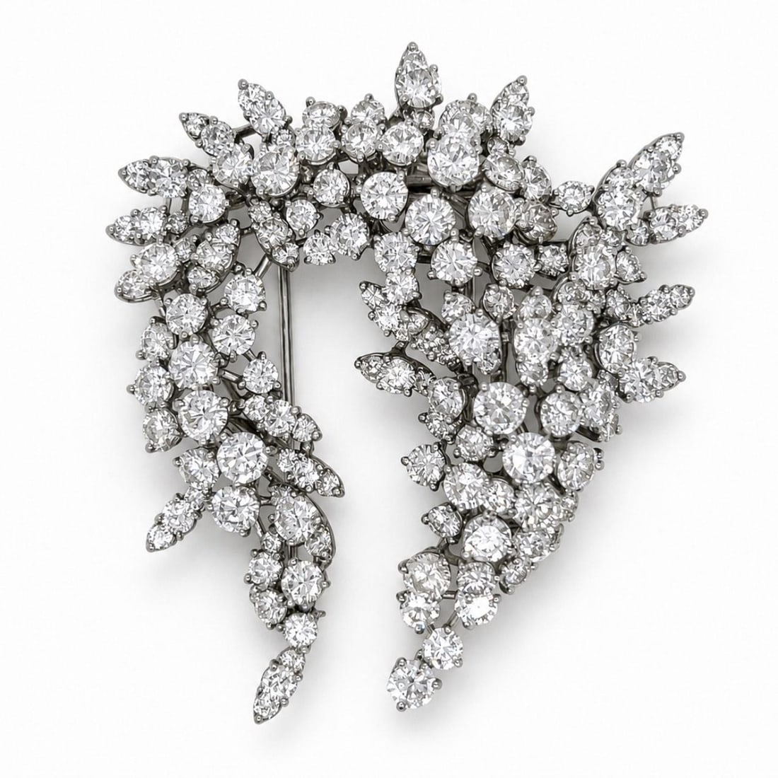 Platinum Diamond Brooch 14.00 Ct 2 Inches (1 of 5)