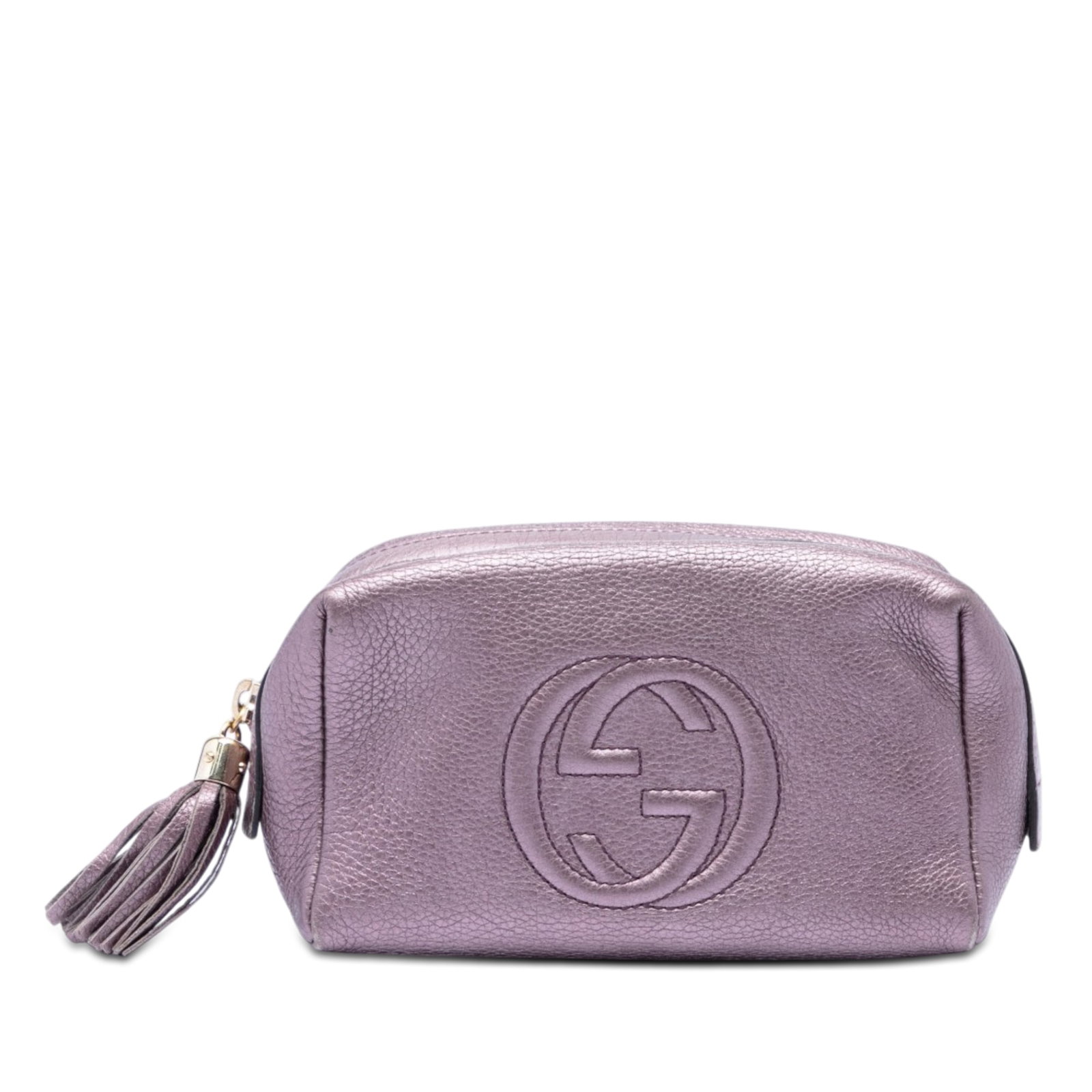 Gucci Metallic Leather Soho Pouch Purple Zip Tassel (1 of 7)
