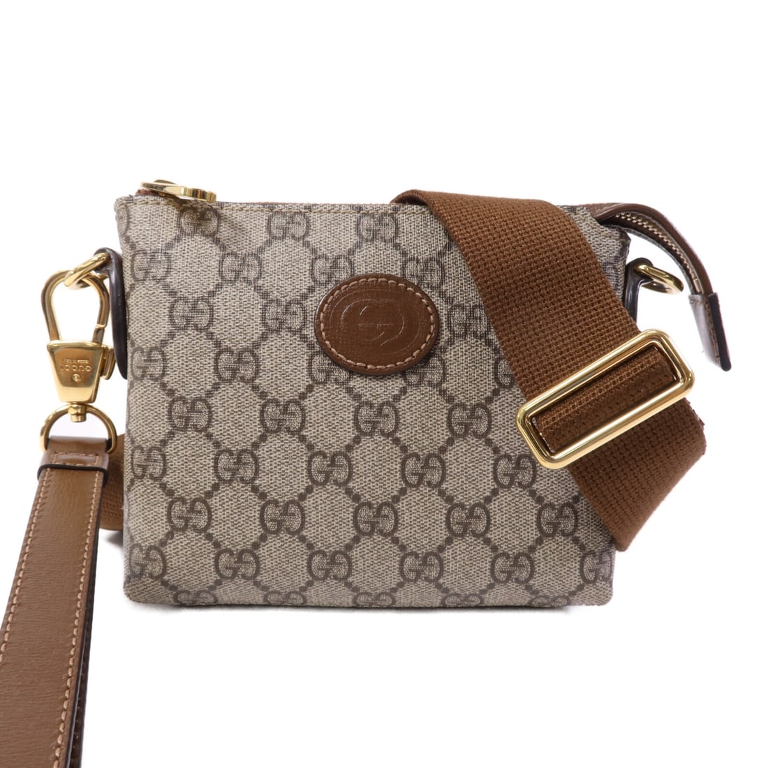 Gucci Interlocking G Shoulder Bag Black Coated Canvas Gold Hardware Italy (1 of 14)