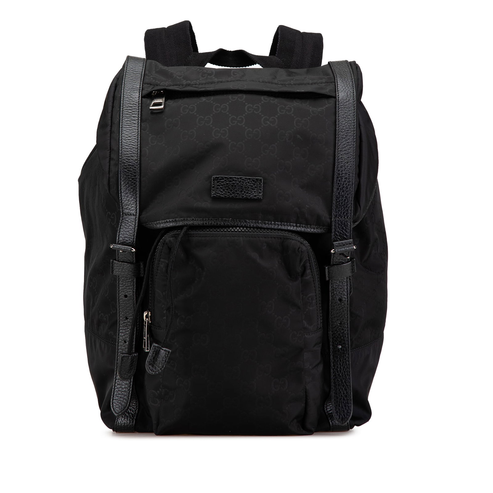 Black Nylon Backpack with Leather Trim by Gucci GG Model (1 of 7)