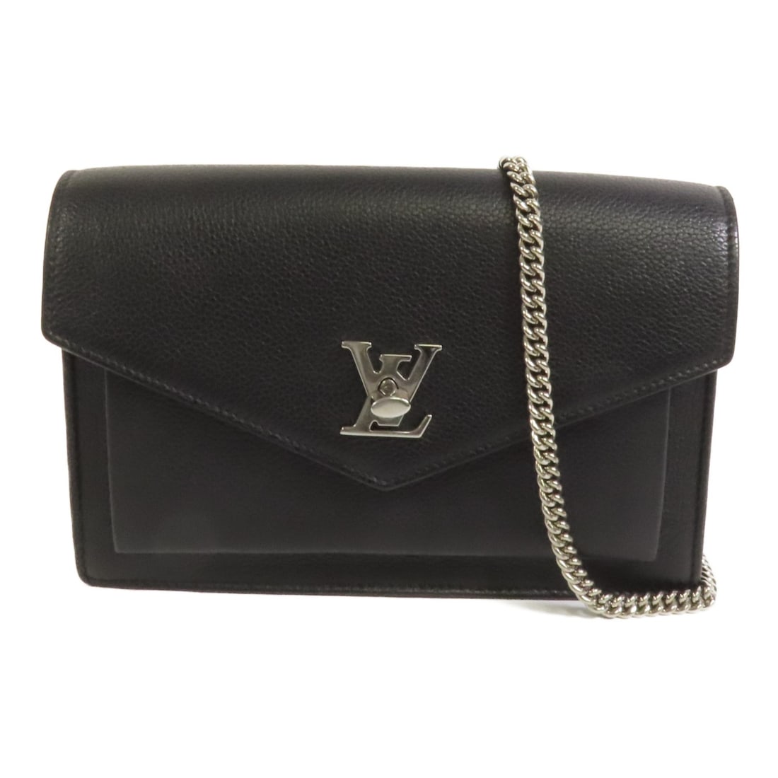 LOUIS VUITTON Mylockme Chain Shoulder Bag M63471 Black Calfskin: LOUIS VUITTON Mylockme Chain Shoulder Bag M63471 Black Calfskin This stylish Mylockme Chain Shoulder Bag by LOUIS VUITTON combines elegance and functionality. Crafted from high-quality black calfskin 