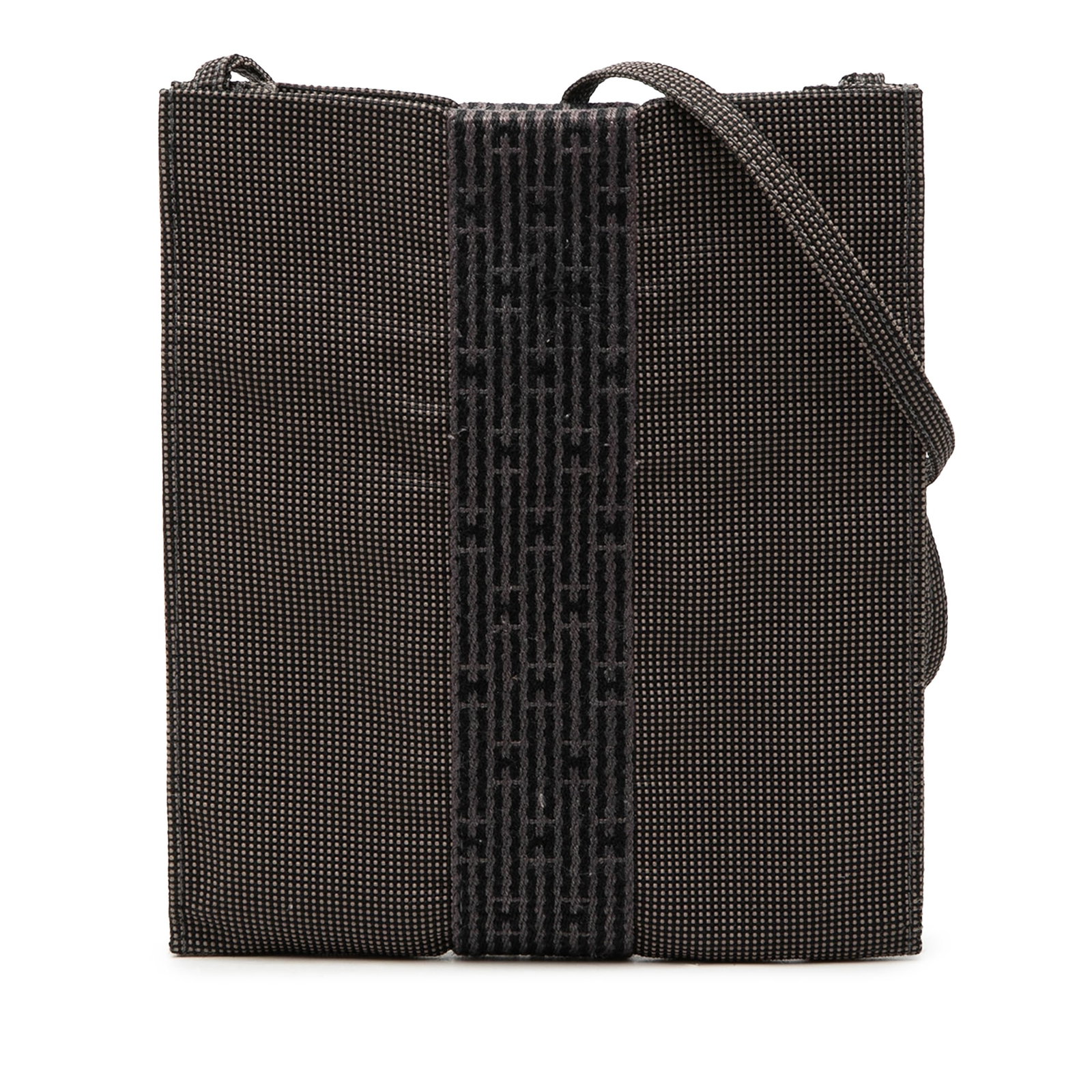Hermes Gray Canvas Herline Pochette Bag: Hermes Gray Canvas Herline Pochette Bag The Hermes Canvas Herline Pochette is crafted from durable canvas in a gray hue and features a flat canvas strap with an open top design. This bag is made in Fr