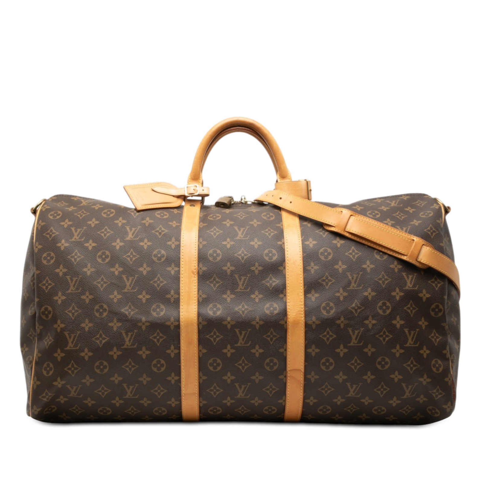 Louis Vuitton Keepall Bandouliere 60 Monogram Canvas Travel Bag with Strap: Louis Vuitton Keepall Bandouliere 60 Monogram Canvas Travel Bag with Strap The Louis Vuitton Monogram Keepall Bandouliere 60 is crafted from the brand's signature monogram canvas and features rolled v