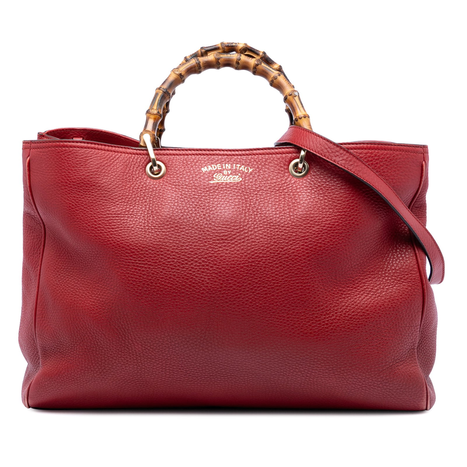 Gucci Bamboo Shopper Red Leather Large Satchel with Bamboo Handles (1 of 7)