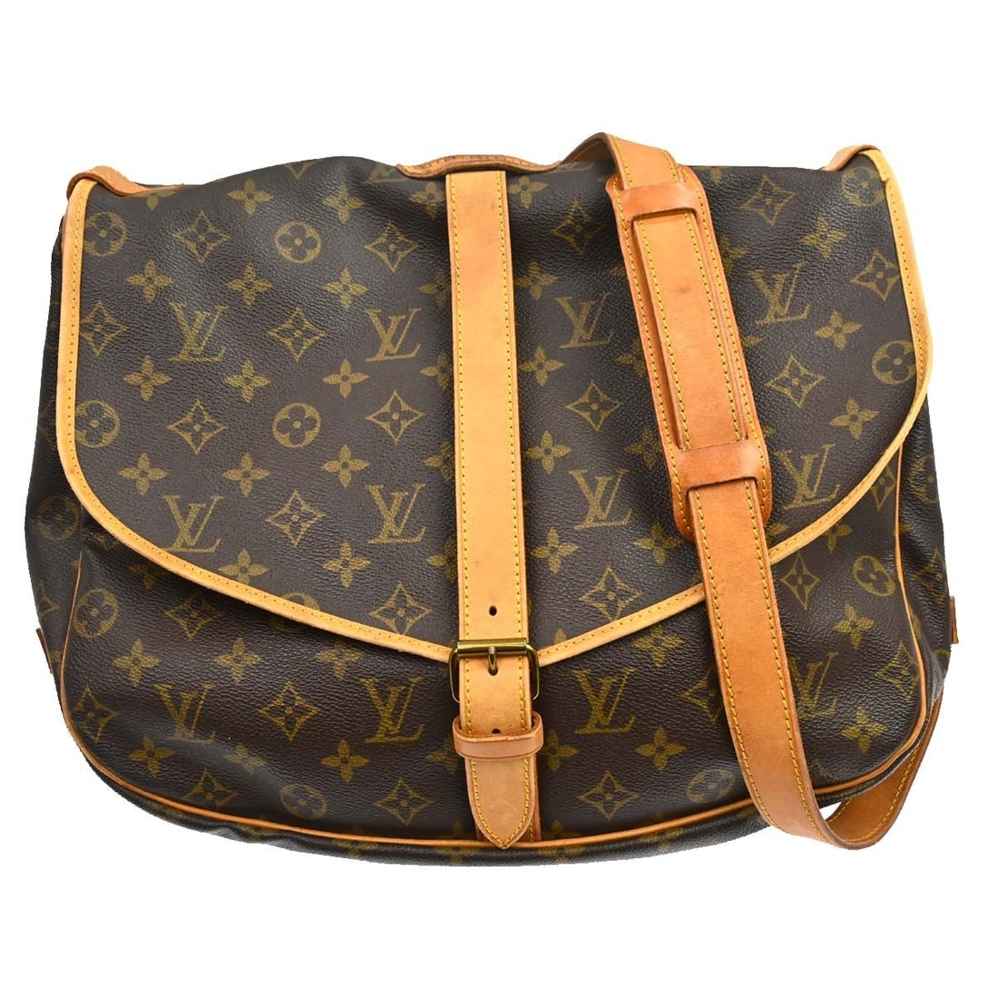 Louis Vuitton Saumur 35 Monogram Crossbody Shoulder Bag M42254: Louis Vuitton Saumur 35 Monogram Crossbody Shoulder Bag M42254 This Louis Vuitton Saumur 35 shoulder bag features the iconic monogram canvas and leather exterior in brown, complemented by a brown canv