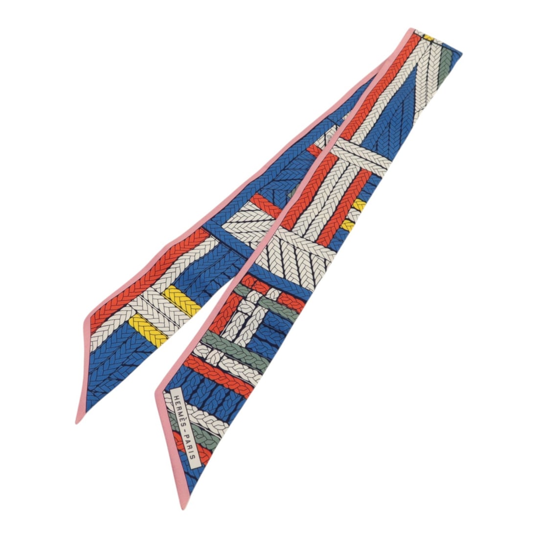 Hermes silk Twilly scarf blue white red multicolor (1 of 8)