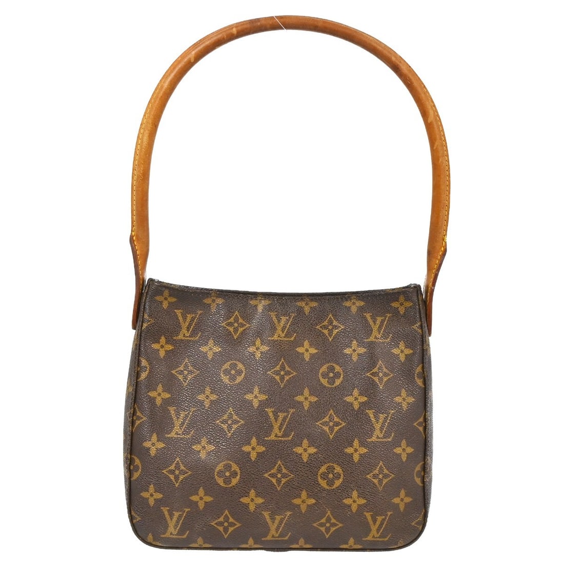 Louis Vuitton Mini Looping Monogram Canvas Top Handle Bag M51146: Louis Vuitton Mini Looping Monogram Canvas Top Handle Bag M51146 This Louis Vuitton Looping MM handbag features the signature monogram canvas leather exterior with a brown top handle and magnetic clos