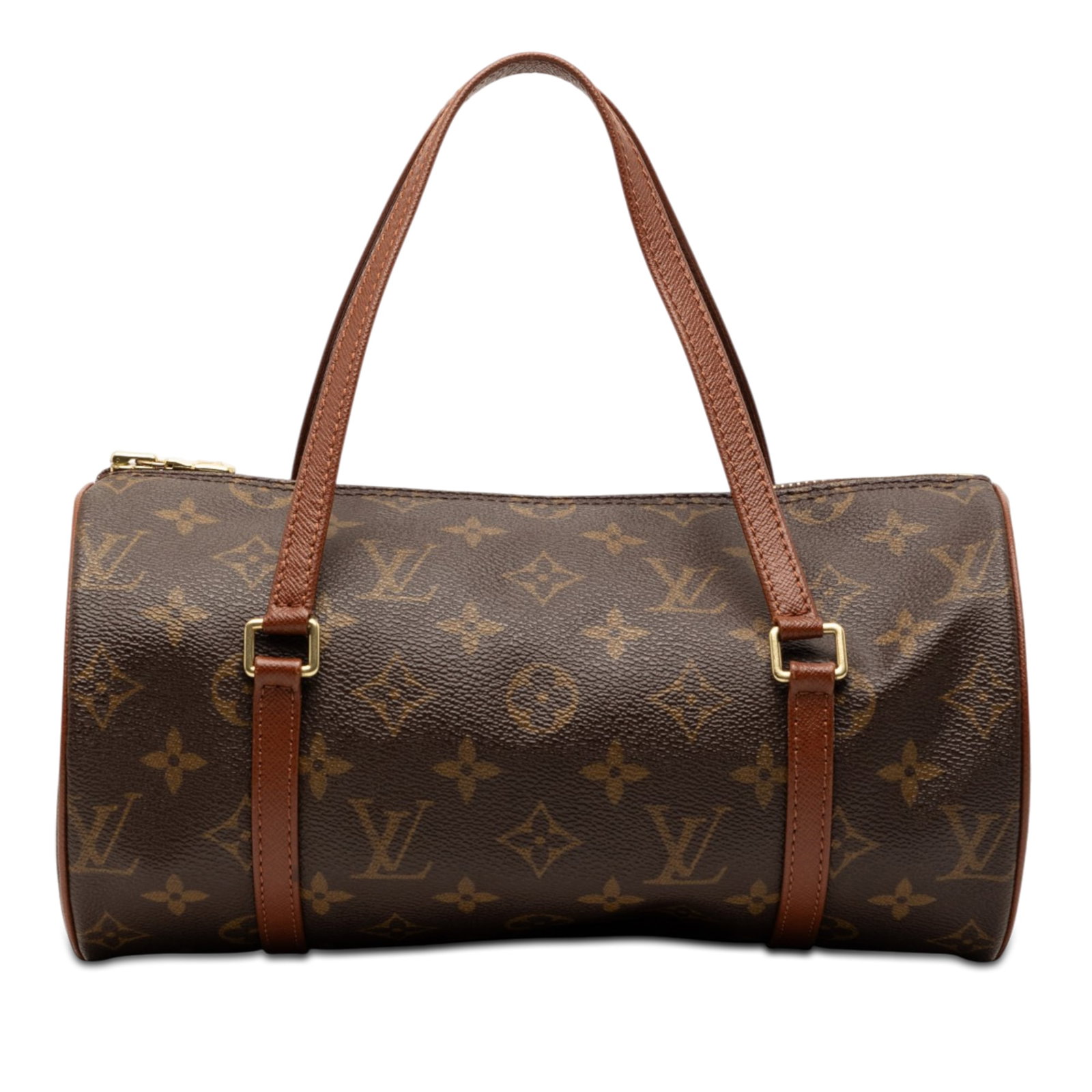 Louis Vuitton Papillon 26 Monogram Canvas Bag: Louis Vuitton Papillon 26 Monogram Canvas Bag This Louis Vuitton Monogram Papillon 26 features the iconic monogram canvas with leather trim, flat leather handles, and a top zip closure. The bag is bro