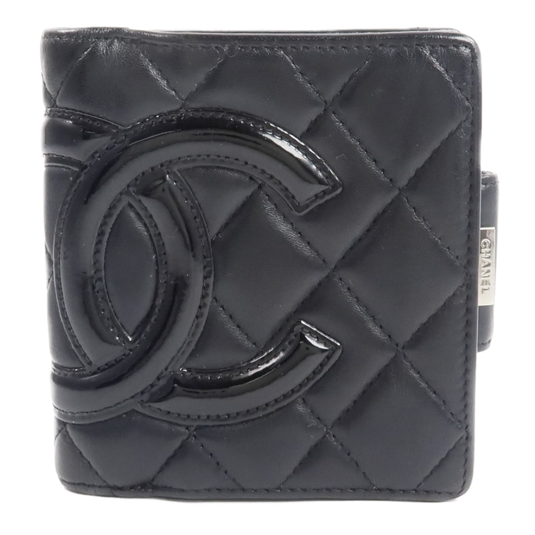 CHANEL Cambon bi fold calfskin wallet black pink: CHANEL Cambon bi fold calfskin wallet black pink This CHANEL Cambon compact wallet features a bi-fold design crafted from calfskin leather in black with pink accents. Designed for women, it offers a s