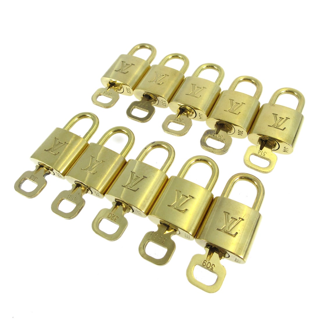 Louis Vuitton gold-tone padlock and key charm set 10 pieces (1 of 1)