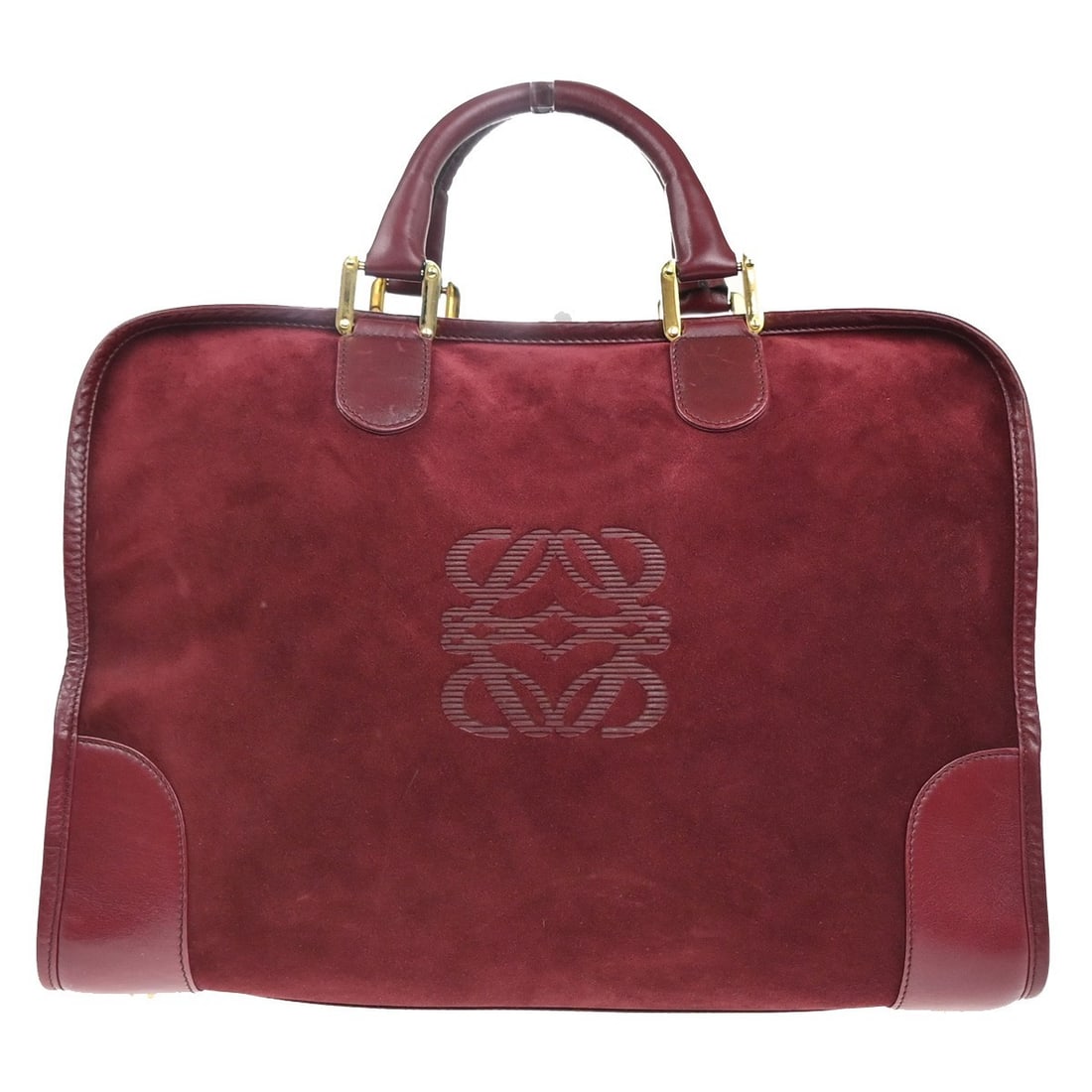Red Suede Amazona Handbag by Loewe Spain 40cm: Red Suede Amazona Handbag by Loewe Spain 40cm This Loewe Amazona Bag features a red suede exterior and is designed for women. Crafted in Spain, the bag showcases a spacious silhouette and classic styl