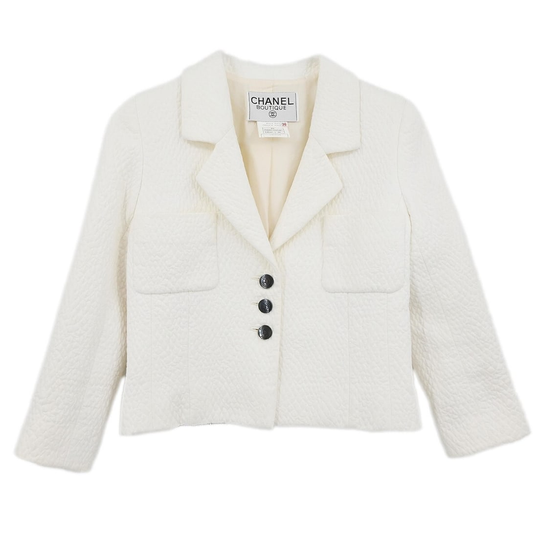 Chanel Vintage White Cotton Single Breasted Jacket Size 38 (1 of 8)