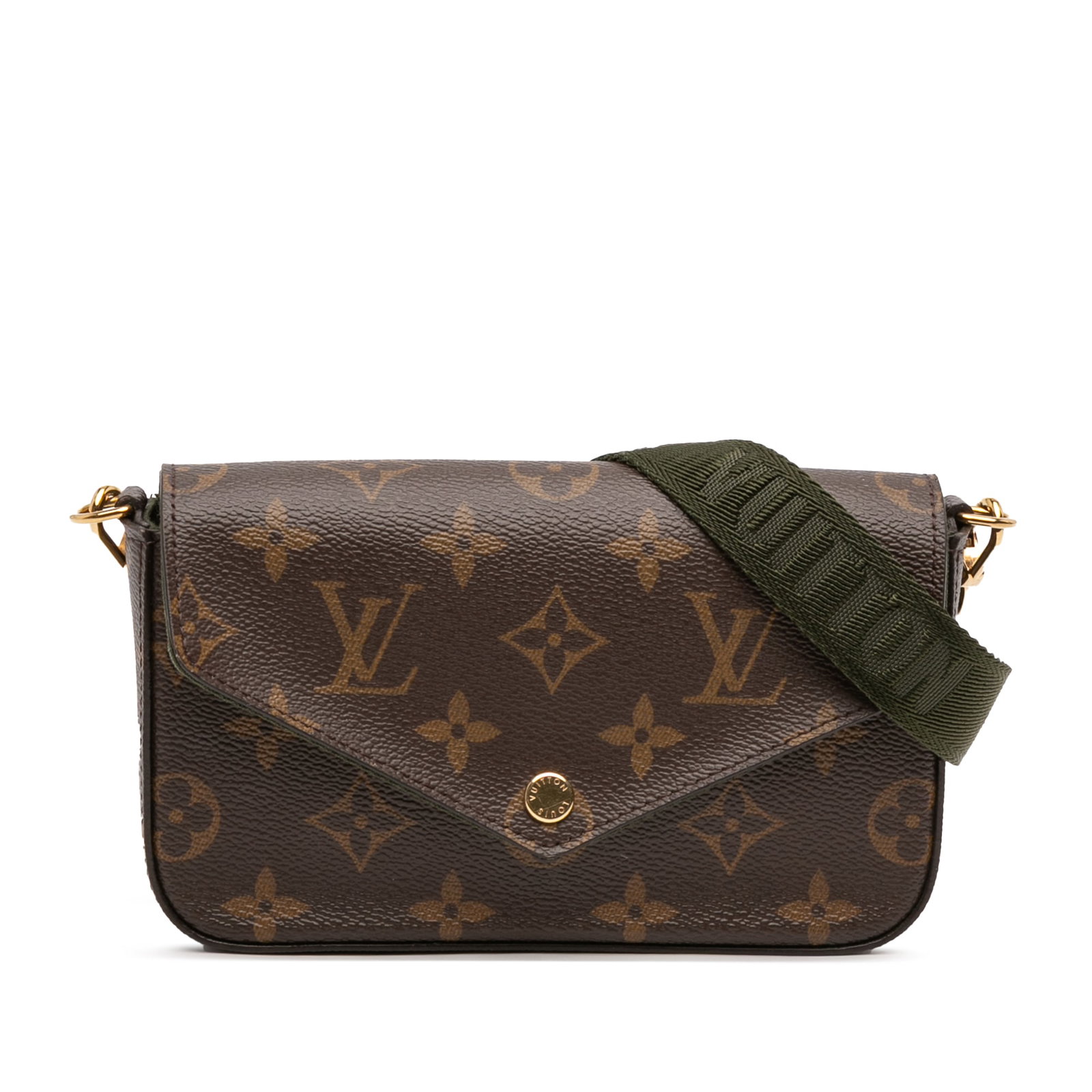 Louis Vuitton Felicie Monogram Crossbody Bag With Removable Strap and Pouch: Louis Vuitton Felicie Monogram Crossbody Bag With Removable Strap and Pouch This Louis Vuitton Monogram Felicie Strap and Go bag features a classic monogram canvas body with an adjustable and detachab