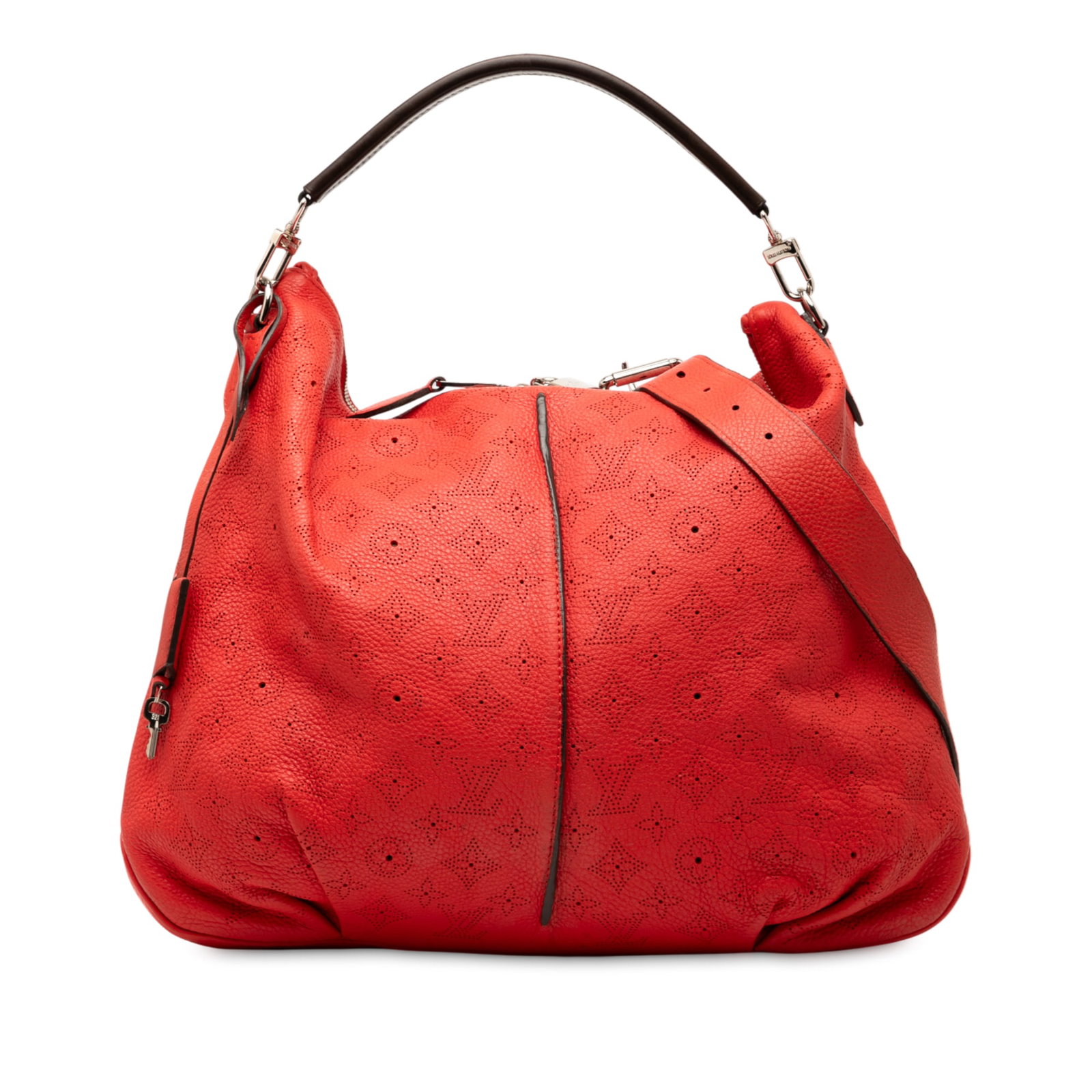 Louis Vuitton Mahina Selene MM Red Leather Shoulder Bag: Louis Vuitton Mahina Selene MM Red Leather Shoulder Bag The Louis Vuitton Monogram Mahina Selene MM is an elegant handbag crafted from high-quality leather. It features a flat leather top handle and a