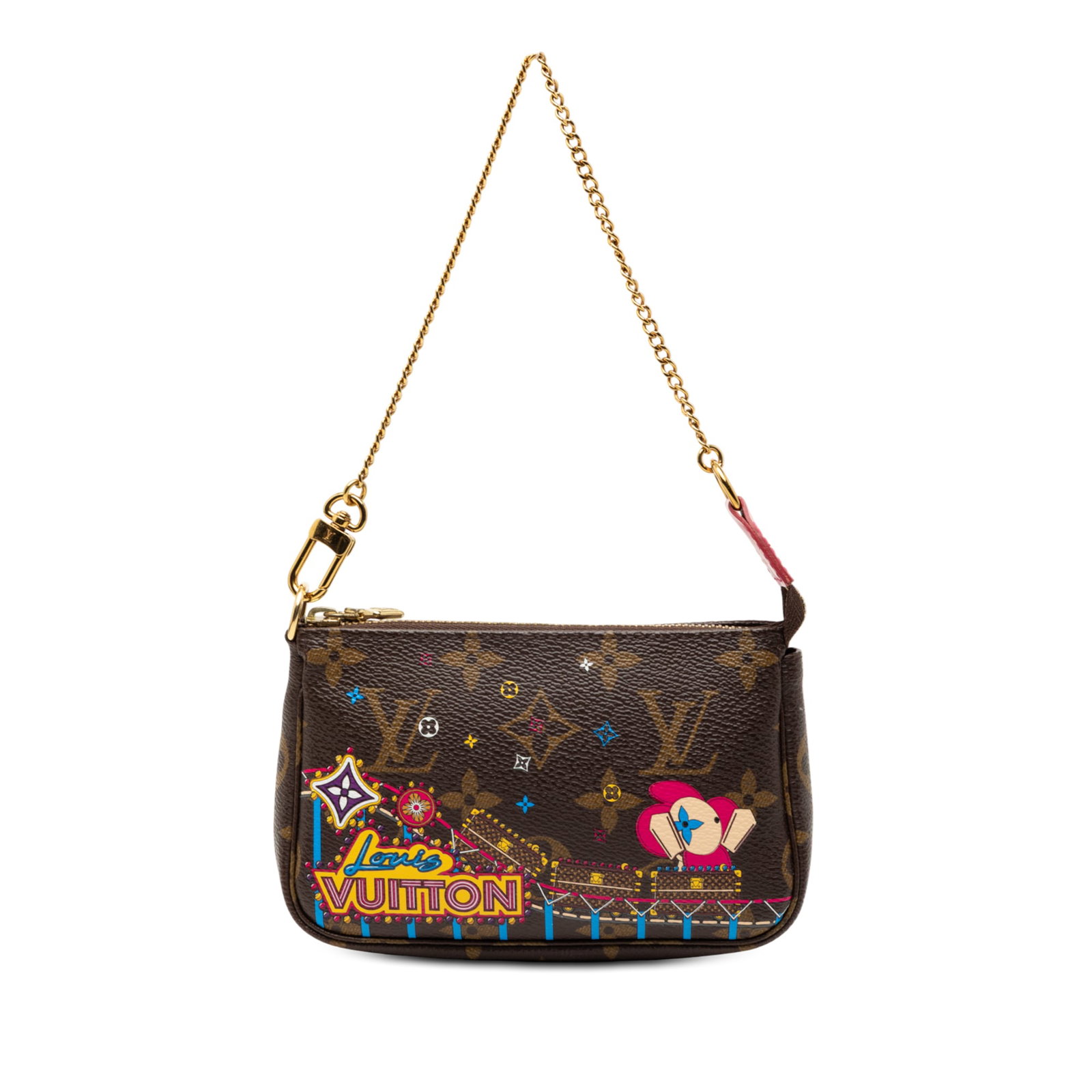 Louis Vuitton Monogram Canvas Mini Pochette with Vivienne Christmas Roller Coaster Print (1 of 7)