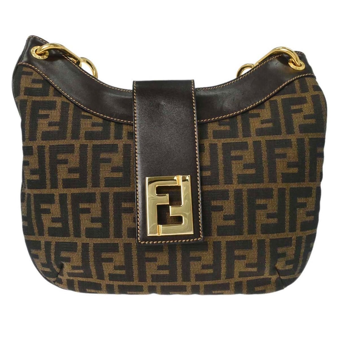 Fendi Zucca Brown Canvas Shoulder Bag Gold Tone: Fendi Zucca Brown Canvas Shoulder Bag Gold Tone This Fendi shoulder bag features the iconic brown Zucca canvas pattern and gold-tone hardware. Designed with a medium size, it includes a shoulder strap