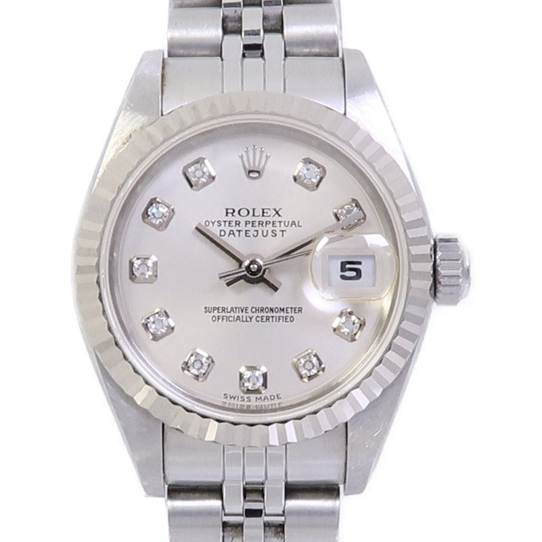 Rolex Datejust Silver Automatic Women's Wristwatch 79174 Stainless Steel: Rolex Datejust Silver Automatic Women's Wristwatch 79174 Stainless Steel This ROLEX Datejust wristwatch features a sophisticated combination of stainless steel and 18K white gold, complemented by a si