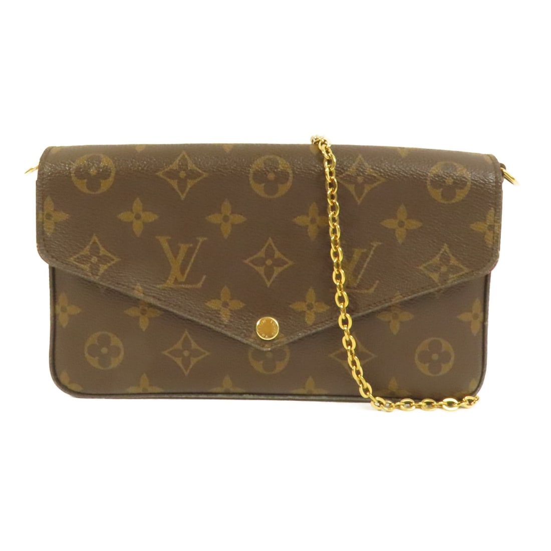 Louis Vuitton Felicie Monogram Brown Chain Shoulder Bag M61276 GHW: Louis Vuitton Felicie Monogram Brown Chain Shoulder Bag M61276 GHW This Louis Vuitton Pochette Felicie chain shoulder bag features the iconic monogram pattern in brown on durable PVC coated canvas. Th