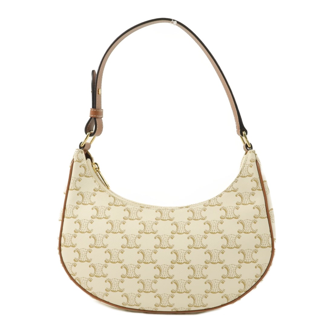 CELINE Triomphe Ava White Coated Canvas Shoulder Bag GHW (1 of 15)