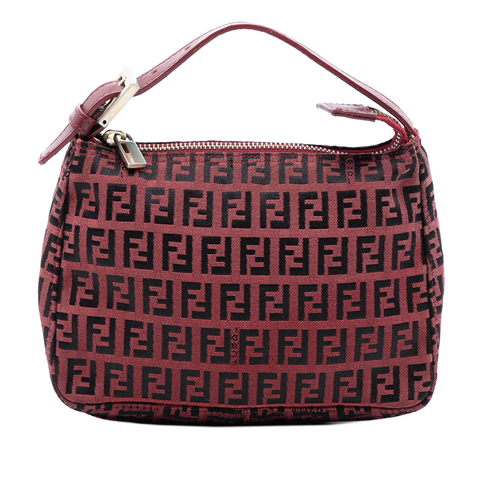 Fendi Red Zucchino Canvas Top Zip Bag: Fendi Red Zucchino Canvas Top Zip Bag This Fendi Zucchino Canvas Handbag features a durable canvas body with a flat leather handle and a secure top zip closure. The bag is designed in a striking red c