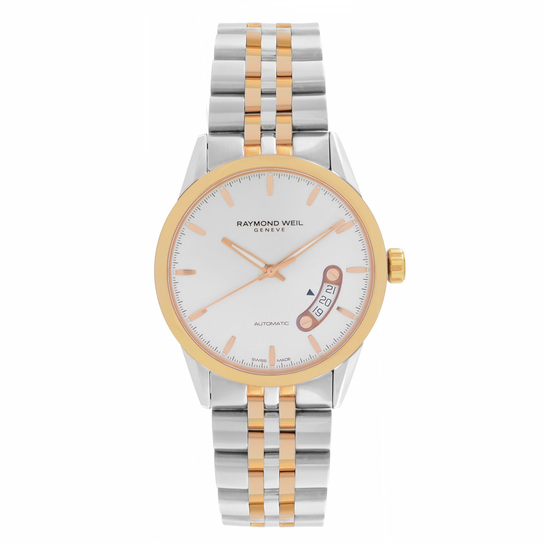 Raymond Weil Freelancer Two-Tone Steel Silver Dial Automatic Watch 2770-SP5-65011: Raymond Weil Freelancer Two-Tone Steel Silver Dial Automatic Watch 2770-SP5-65011 Introducing the Raymond Weil Freelancer Two-Tone Steel Men's Watch, a sophisticated timepiece designed for the discern