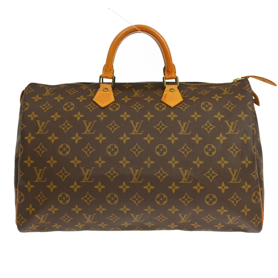 Louis Vuitton Speedy 40 Monogram Canvas Duffle Bag: Louis Vuitton Speedy 40 Monogram Canvas Duffle Bag This Louis Vuitton Speedy 40 duffle handbag features the iconic monogram canvas leather exterior in brown with double handles and a zip closure. Desi