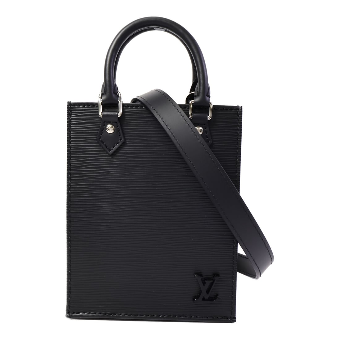 Louis Vuitton Petit Sac Plat Epi Black 2way Shoulder Bag M69441: Louis Vuitton Petit Sac Plat Epi Black 2way Shoulder Bag M69441 This Louis Vuitton Petit Sac Plat 2-way shoulder bag features the iconic Epi leather in classic black calfskin. Designed for versatility