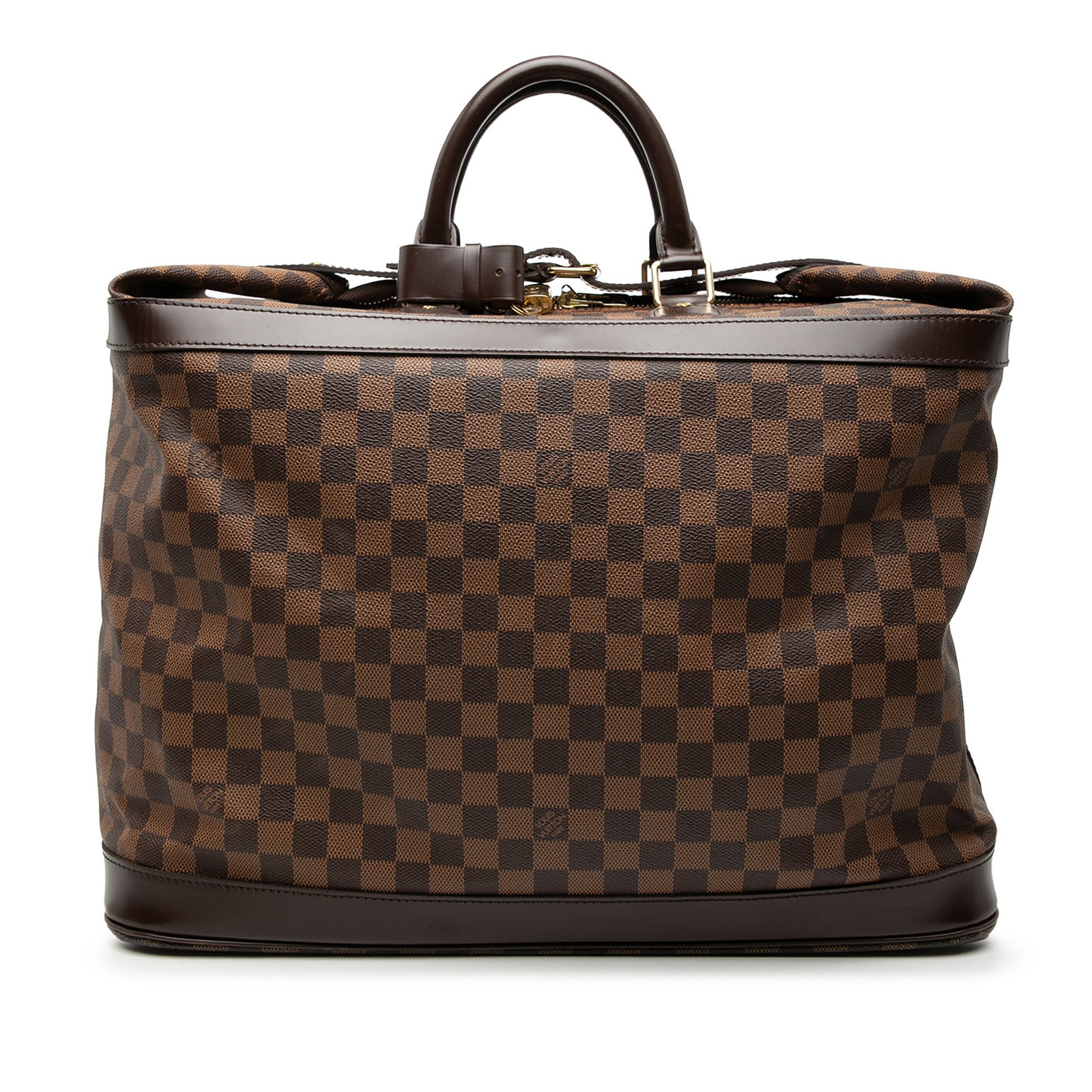 Louis Vuitton Grimaud Brown Damier Ebene Canvas Travel Bag: Louis Vuitton Grimaud Brown Damier Ebene Canvas Travel Bag The Louis Vuitton Damier Ebene Grimaud features a durable Damier Ebene canvas body with leather trim and rolled leather handles. This bag is 