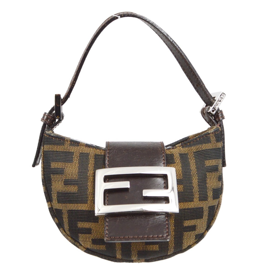 Fendi Zucca mini canvas leather top handle bag brown: Fendi Zucca mini canvas leather top handle bag brown This Fendi Brown Zucca Mini Handbag is crafted in Italy and features the iconic Fendi Zucca pattern. Made from canvas leather with a fabric lining,