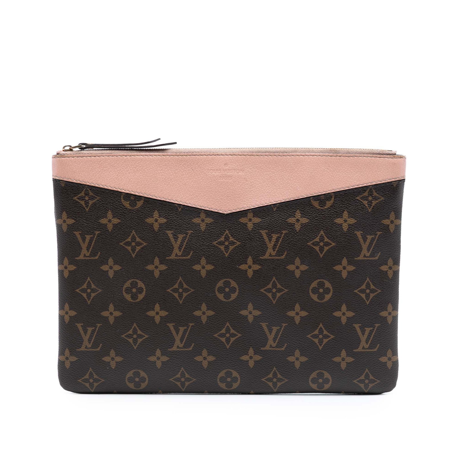 Louis Vuitton Monogram Canvas Daily Pouch with Leather Trim: Louis Vuitton Monogram Canvas Daily Pouch with Leather Trim This Louis Vuitton Monogram Daily Pouch features a monogram canvas body with leather trim, a top zip closure, and an interior slip pocket. T