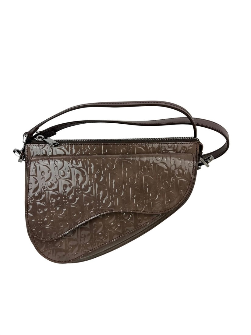 Dior Saddle Boxy plum patent leather shoulder bag with box and dust bag (1 of 14)