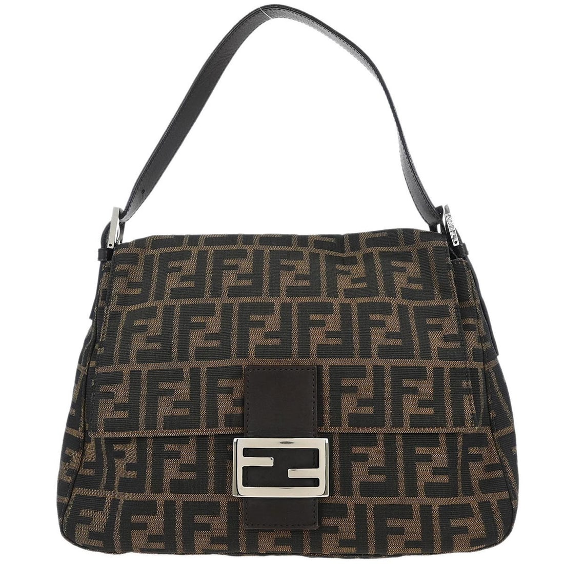Fendi Zucca Mamma Baguette Brown Canvas Handbag 2321.2: Fendi Zucca Mamma Baguette Brown Canvas Handbag 2321.2 This stylish Fendi Mamma Baguette handbag is crafted from high-quality brown canvas featuring the iconic Fendi Zucca pattern. Designed for casual