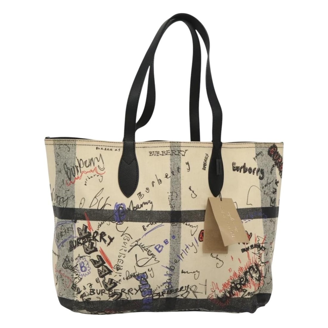 White Coated Canvas Tote by Burberry Italy Women's Handbag: White Coated Canvas Tote by Burberry Italy Women's Handbag This Burberry tote bag is crafted from coated canvas in white and is designed for women. The bag features a spacious interior, making it suit