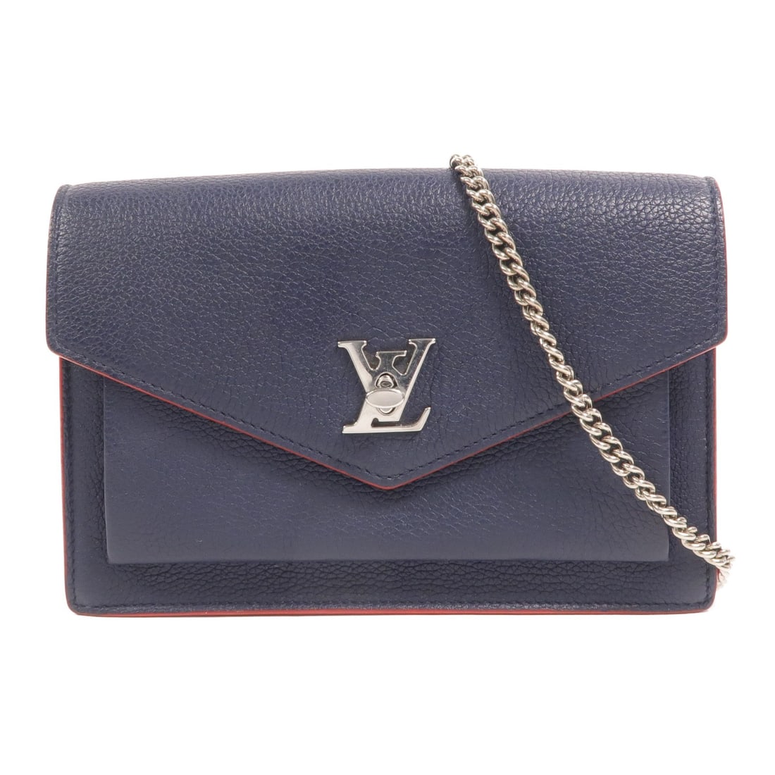Louis Vuitton My Lock Me Chain Navy Calfskin Shoulder Bag M69400: Louis Vuitton My Lock Me Chain Navy Calfskin Shoulder Bag M69400 This Louis Vuitton My Lock Me Chain Shoulder Bag is crafted from navy calfskin leather and features a sleek, structured design. The bag