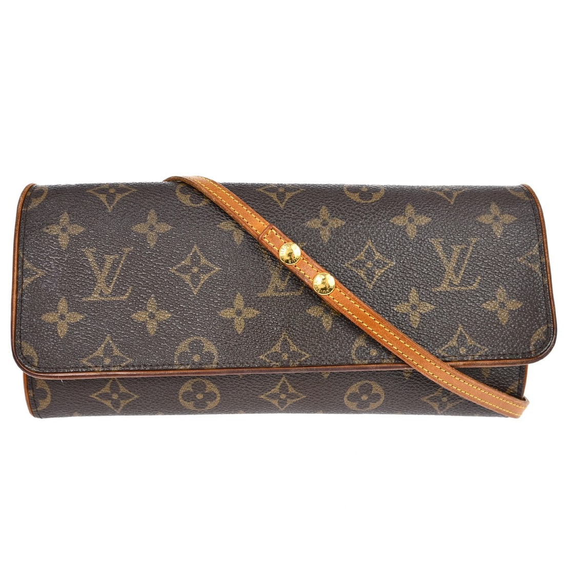 Louis Vuitton Pochette Twin GM Monogram Crossbody Bag: Louis Vuitton Pochette Twin GM Monogram Crossbody Bag This Louis Vuitton Pochette Twin GM crossbody bag features the signature monogram canvas leather exterior with brown leather accents and a magneti