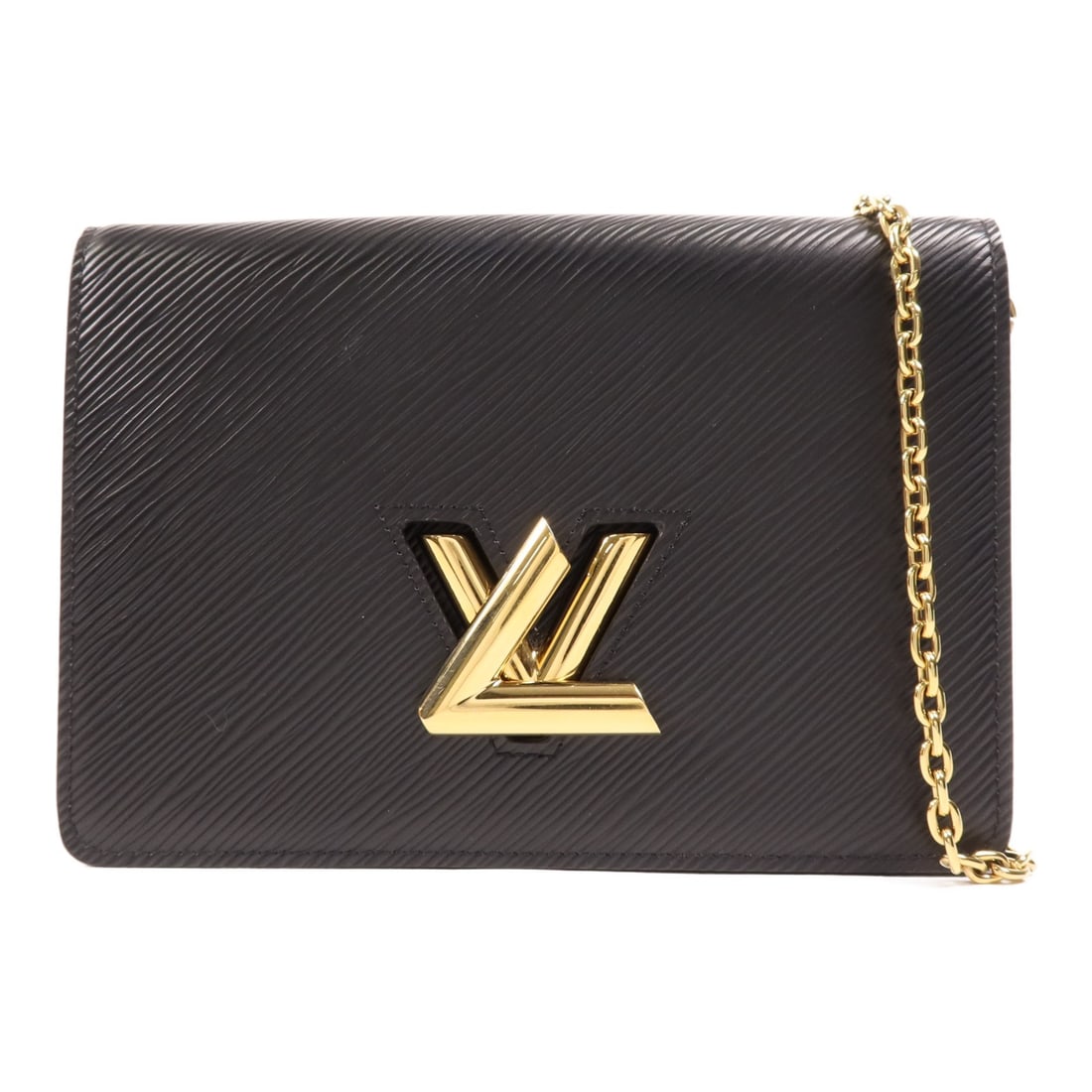 Louis Vuitton Twist Chain black calfskin shoulder bag M68750: Louis Vuitton Twist Chain black calfskin shoulder bag M68750 This Louis Vuitton Twist Chain Shoulder Bag features a sleek black Epi calfskin exterior and gold-tone hardware. Designed for women, the ba