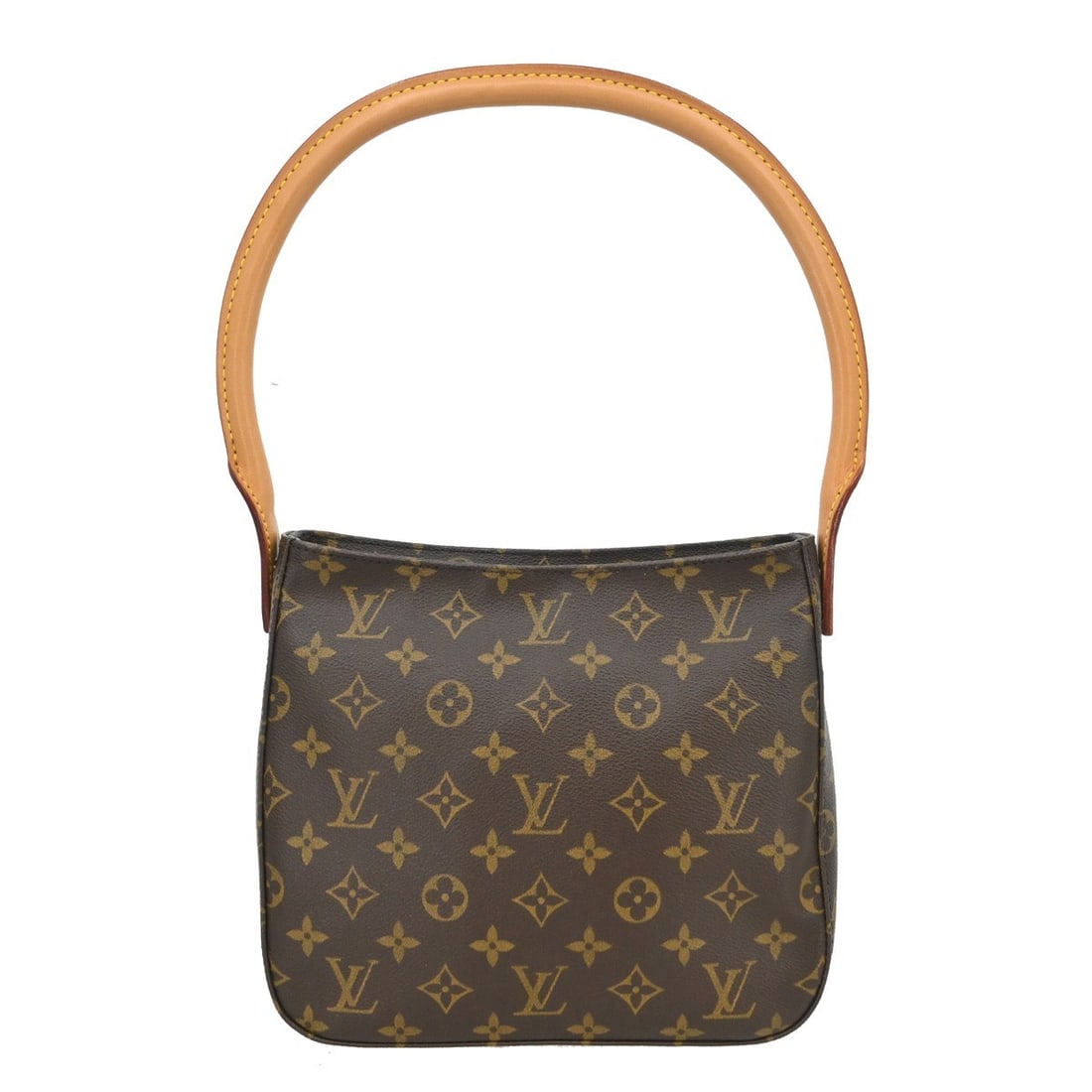 Louis Vuitton Looping MM Monogram Canvas Shoulder Bag: Louis Vuitton Looping MM Monogram Canvas Shoulder Bag This Louis Vuitton Looping MM handbag features the iconic Monogram Canvas Leather exterior with a brown finish and beige Alcantara lining. The med