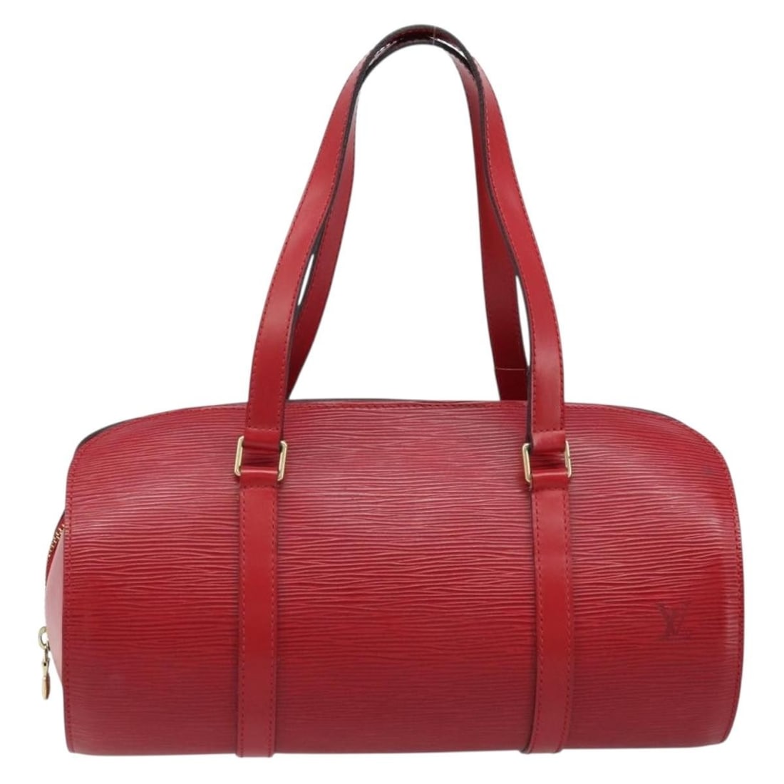 Louis Vuitton Soufflot red leather handbag: Louis Vuitton Soufflot red leather handbag This Louis Vuitton Soufflot handbag is crafted from red Epi leather and features a structured silhouette. Designed for women, it offers both elegance and dur