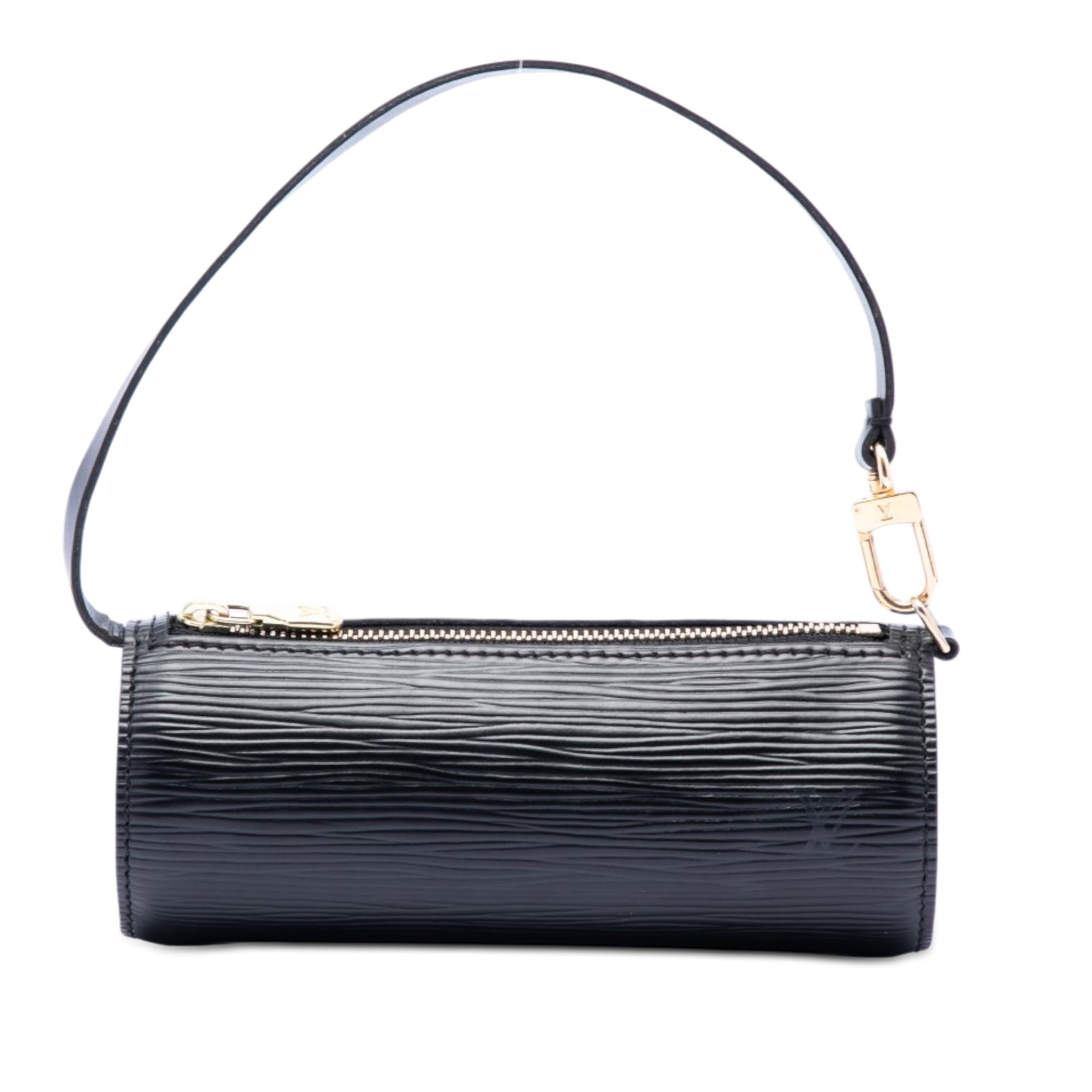 Louis Vuitton Epi Black Pochette Papillon Leather Bag: Louis Vuitton Epi Black Pochette Papillon Leather Bag This Louis Vuitton Epi Pochette Papillon features a distinctive epi leather body in black, complemented by a detachable leather strap and a secure