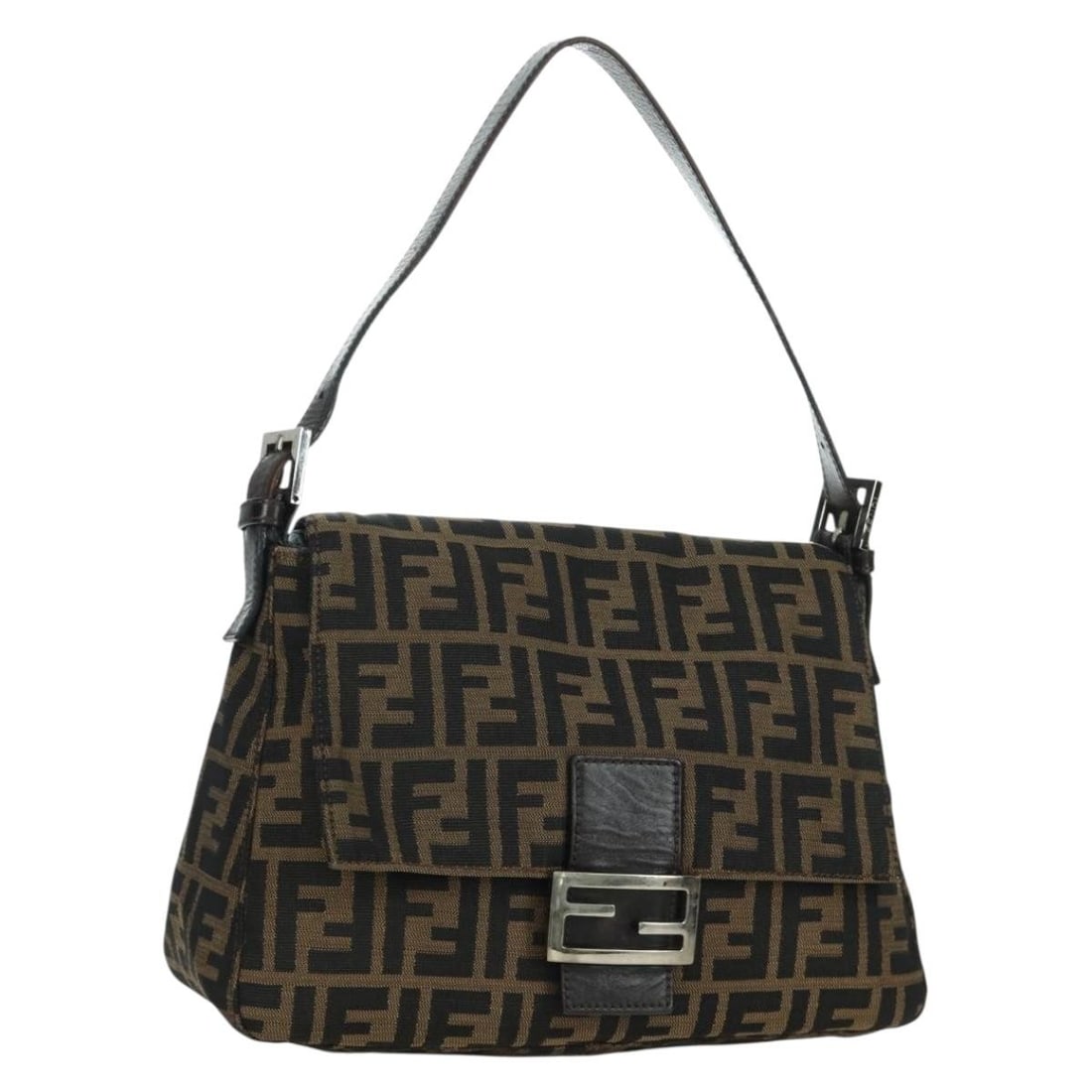 Fendi Mamma Baguette Zucca Canvas Brown Black Shoulder Bag with Dust Bag: Fendi Mamma Baguette Zucca Canvas Brown Black Shoulder Bag with Dust Bag This FENDI Zucca Canvas Mamma Baguette Shoulder Bag features the iconic brown and black Zucca canvas exterior. Designed for wom