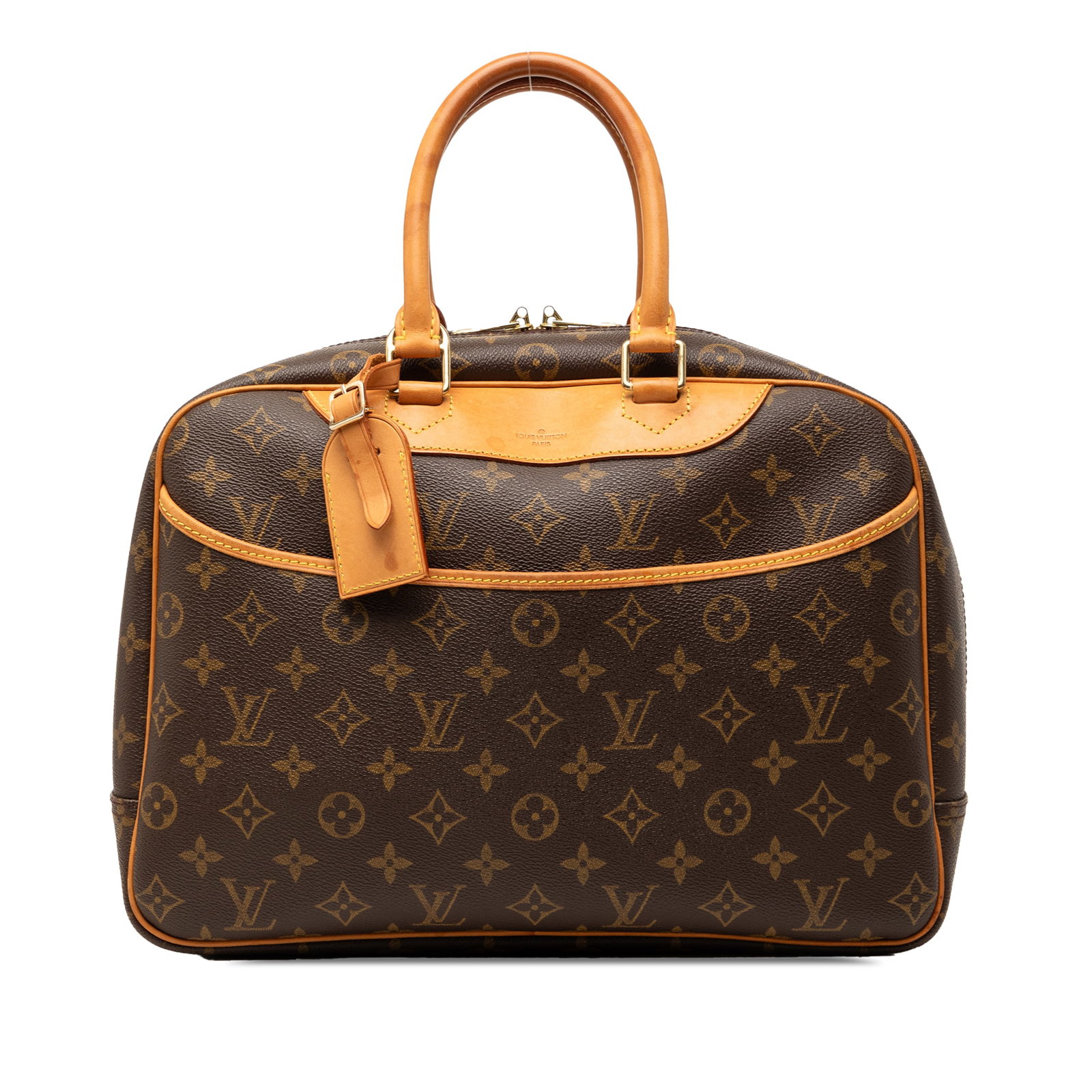 Louis Vuitton Deauville Monogram Canvas Tote Bag: Louis Vuitton Deauville Monogram Canvas Tote Bag This Louis Vuitton Monogram Deauville bag features the iconic monogram canvas with vachetta leather trim and rolled vachetta leather handles. It is des