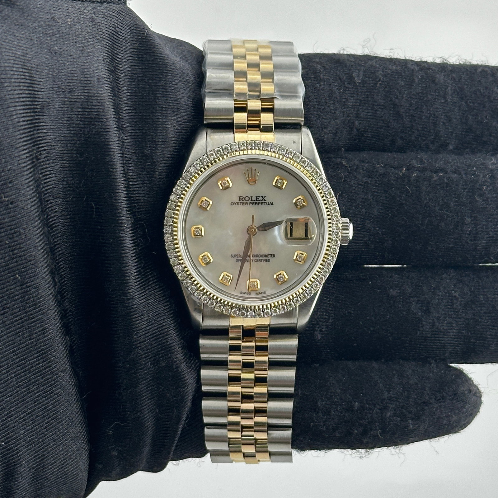 Rolex Aftermarket White MOP Diamond Dial Jubilee Bracelet Watch Ref 6694 (1 of 3)