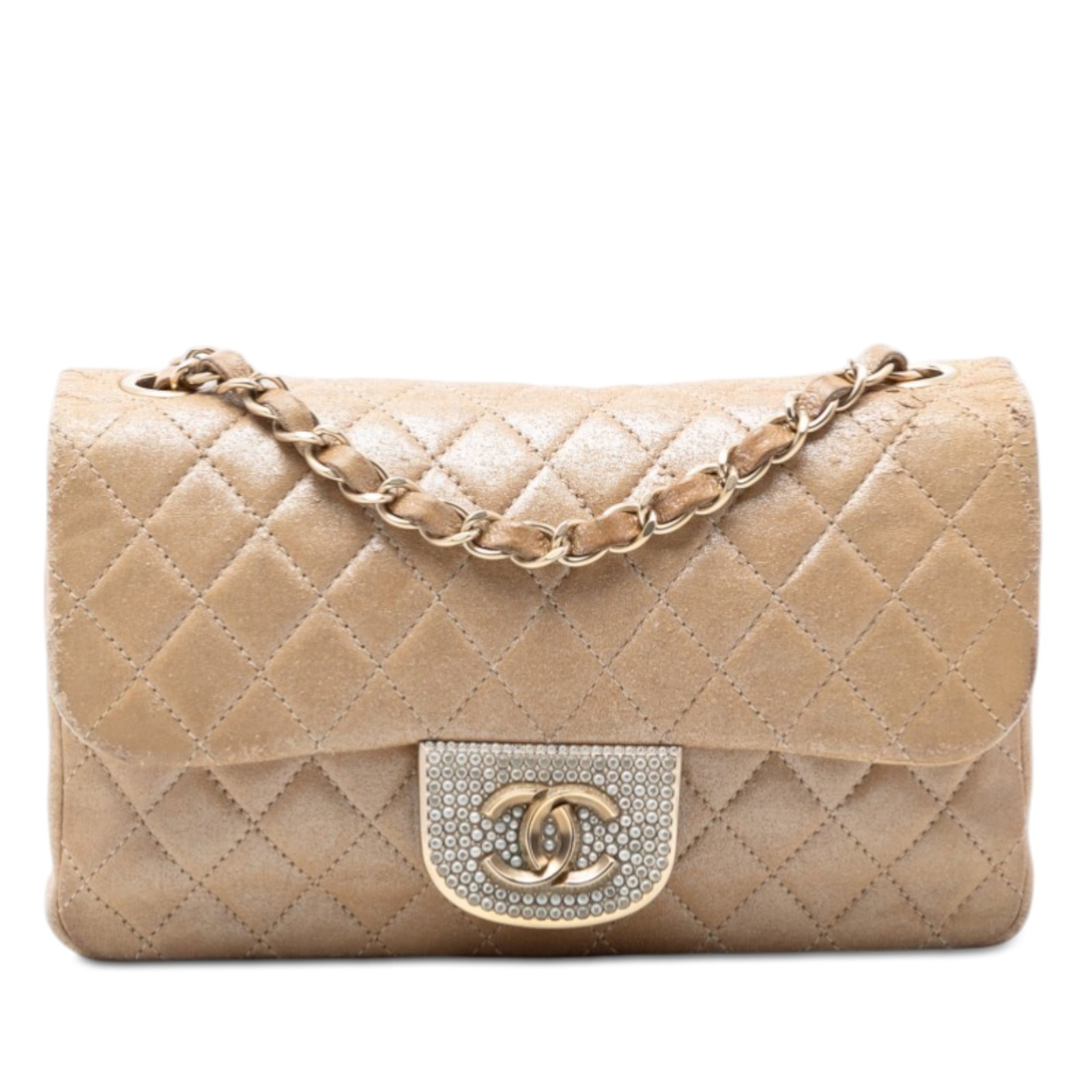 Chanel iridescent lambskin crossbody flap bag with pearls and crystal CC (1 of 7)