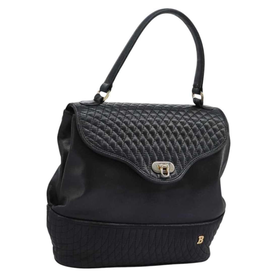 Bally Black Quilted Leather Vintage Handbag: Bally Black Quilted Leather Vintage Handbag This Bally vintage handbag is crafted from quilted black leather and designed for women. Made in Italy, it features a classic silhouette with a spacious int